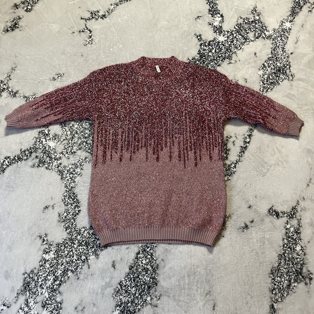 Raga Sweater Womens Sz Small Kylie High Neck‎ Pink Metallic Sparkle Drip design